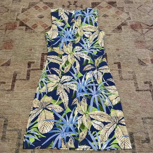 J.McLaughlin Women’s Sheath Sleeveless Blue Dress Tropical floral Size XS - Picture 8 of 12